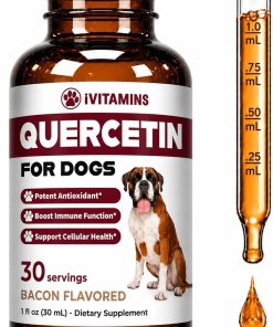 Quercetin for Dogs - Quercetin for Dogs Allergies - Helps Support Immune Health, Allergy Relief, Heart Health & Much More - Dog Allergy Relief - 1 fl oz - Bacon Flavor