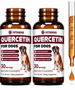 Quercetin for Dogs - Quercetin for Dogs Allergies - Helps Support Immune Health, Allergy Relief, Heart Health & Much More - Dog Allergy Relief - 1 fl oz - Bacon Flavor