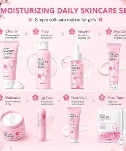 Sakura Skin Care Set for Kids Teen Girls, 15PCS Daily Gentle Skin Care Set-Bitadi