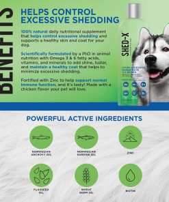 Shed-X Liquid Dog Supplement,32oz – 100% Natural – Helps Dog Shedding,Fish Oil for Dogs Supports Skin & Coat,Dog-Oil for Food with Essential Fatty Acids,Vitamins,and...