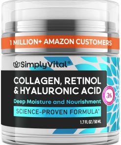 SimplyVital Face Moisturizer Retinol Collagen Hyaluronic Acid Cream 1.7 oz 32 SimplyVital Face Moisturizer Retinol Collagen Hyaluronic Acid Cream 1.7 oz