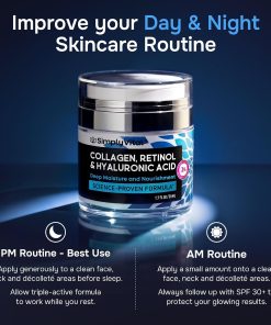 SimplyVital Face Moisturizer Retinol Collagen Hyaluronic Acid Cream 1.7 oz
