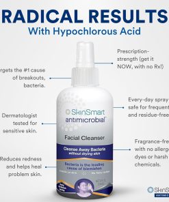 SkinSmart Antimicrobial Facial Cleanser for Breakouts and Blemishes, 8 oz