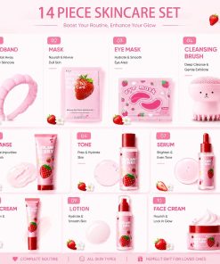 Strawberry Skin Care Set for Kids Teen Girls,14PCS Skin Care for Kids 10-12-Bitadi