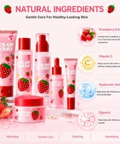 Strawberry Skin Care Set for Kids Teen Girls,14PCS Skin Care for Kids 10-12-Bitadi