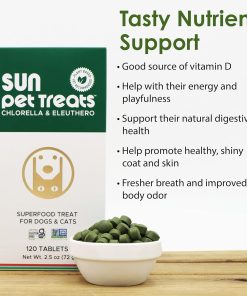 Sun Chlorella Pet Treats, Chlorella & Eleuthero Daily Supplement, 120 Bites 22 Sun Chlorella Pet Treats, Chlorella & Eleuthero Daily Supplement, 120 Bites