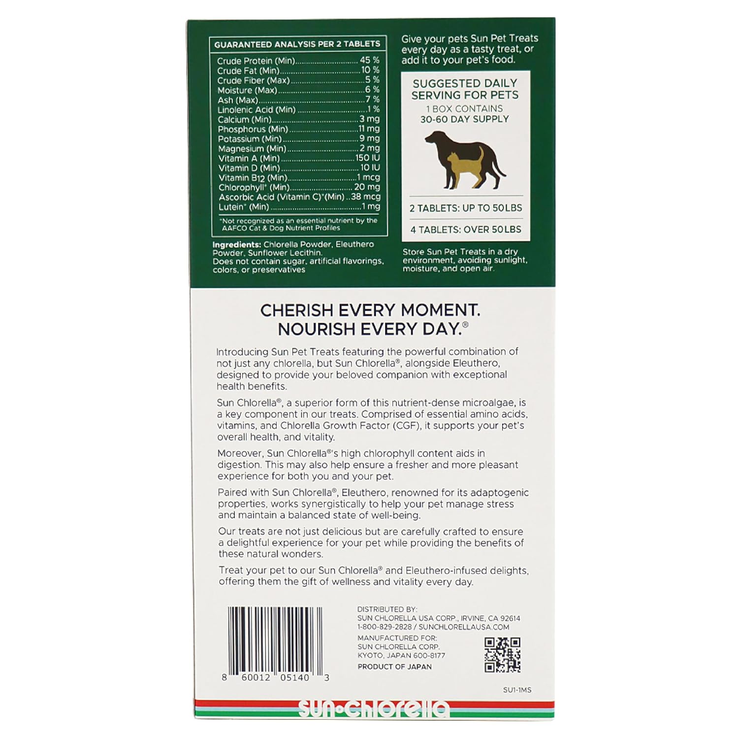 Sun Chlorella Pet Treats, Chlorella & Eleuthero Daily Supplement, 120 Bites 17 Sun Chlorella Pet Treats, Chlorella & Eleuthero Daily Supplement, 120 Bites