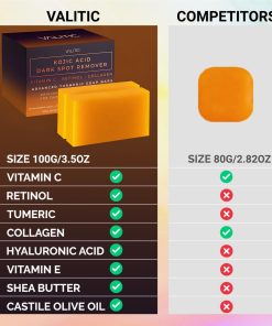 VALITIC Kojic Acid Dark Spot Remover Soap Bars, Turmeric Bar Soaps 2 Pack