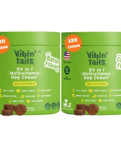 Vibin’ Tails Dog Multivitamin, Chewable Dog Vitamins and Supplements with Glucosamine, Chondroitin, Probiotics & Omega-3 for Hip & Joint, Skin & Coat – Puppy & Senior...
