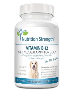 Vitamin B12 for Dogs Plus Folate & Calcium, Support the Nervous System & Blood Cell Formation, Help Sustain Cellular Energy Generation & Maintain DNA Synthesis, 120 Chewable...