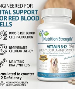 Vitamin B12 for Dogs Plus Folate & Calcium, Support the Nervous System & Blood Cell Formation, Help Sustain Cellular Energy Generation & Maintain DNA Synthesis, 120 Chewable...