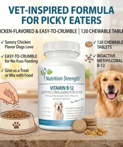 Vitamin B12 for Dogs Plus Folate & Calcium, Support the Nervous System & Blood Cell Formation, Help Sustain Cellular Energy Generation & Maintain DNA Synthesis, 120 Chewable...