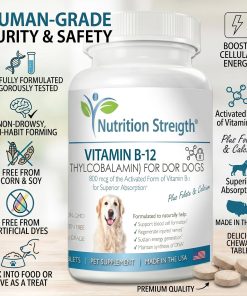 Vitamin B12 for Dogs Plus Folate & Calcium, Support the Nervous System & Blood Cell Formation, Help Sustain Cellular Energy Generation & Maintain DNA Synthesis, 120 Chewable...