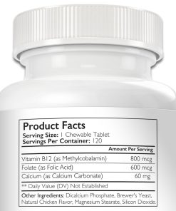 Vitamin B12 for Dogs Plus Folate & Calcium, Support the Nervous System & Blood Cell Formation, Help Sustain Cellular Energy Generation & Maintain DNA Synthesis, 120 Chewable...