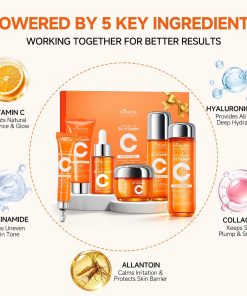 Vitamin C Niacinamide Skincare Set, Daily Facial Care Routine with 6-Piece