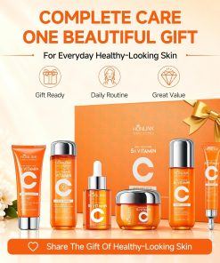 Vitamin C Niacinamide Skincare Set, Daily Facial Care Routine with 6-Piece