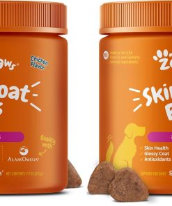 Zesty Paws Omega 3 Fish Oil for Dogs - Zesty Paw Dog Vitamins and Supplements for Hip, Joint & Skin, Bacon (90 Chews) (Pack of 2)