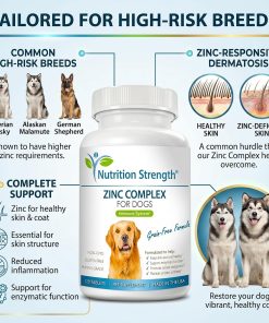 Zinc for Dogs to Support Healthy Skin & Coat, Promote Normal Growth, Balanced Immune Function & Cellular Metabolism, with Biotin, Folate, Selenium & Vitamin E, 120 Chewable Tablets