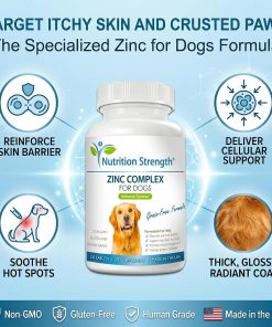 Zinc for Dogs to Support Healthy Skin & Coat, Promote Normal Growth, Balanced Immune Function & Cellular Metabolism, with Biotin, Folate, Selenium & Vitamin E, 120 Chewable Tablets
