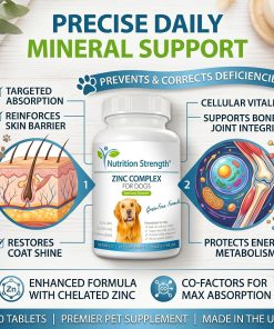 Zinc for Dogs to Support Healthy Skin & Coat, Promote Normal Growth, Balanced Immune Function & Cellular Metabolism, with Biotin, Folate, Selenium & Vitamin E, 120 Chewable Tablets